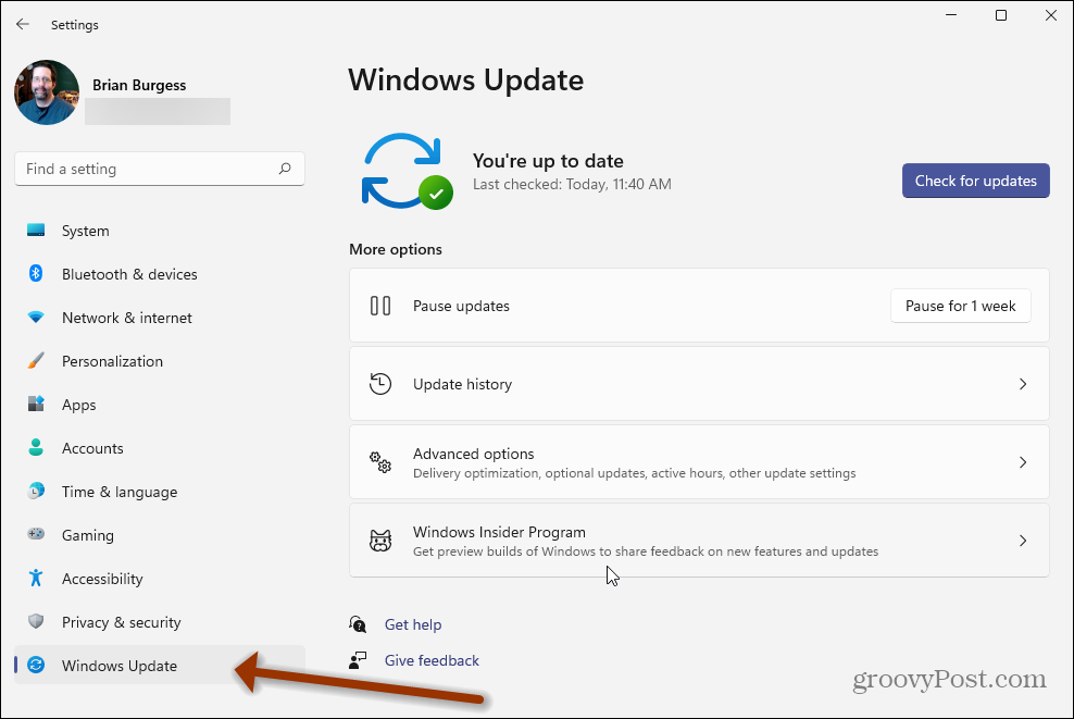הגדרות Windows 11 Windows Update