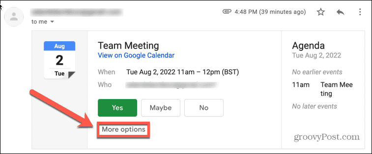 Google Calendar Gmail אפשרויות נוספות