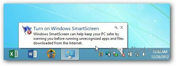 הודע על בלון SmartScreen