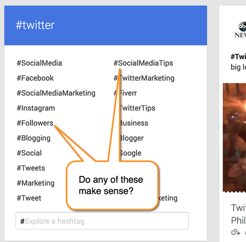 חיפוש hashtag ב- google +