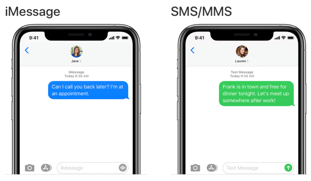 הודעות ב- MacOS Big Sur iMessage לעומת SMS