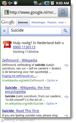 קו העזרה להתאבדות של גוגל בהולנד
