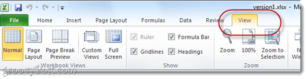 להציג אפשרויות Excel Excel Office 2010