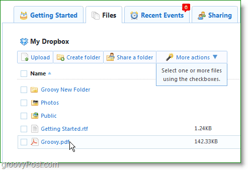 צילום מסך של Dropbox - נהל את חשבון ה Dropbox שלך באופן מקוון
