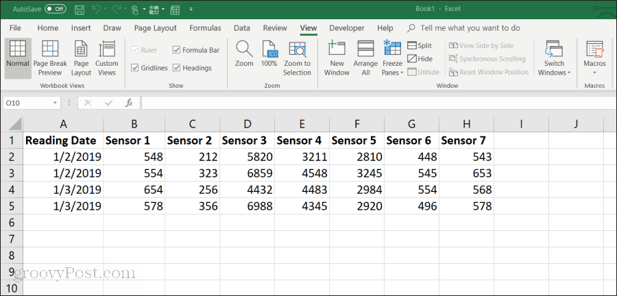 דוגמה לגיליון אלקטרוני של Excel