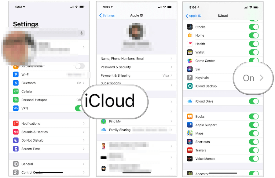 הגדרת מחזיק מפתחות iCloud iOS