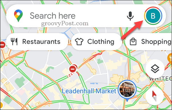 הקש על סמל הפרופיל של מפות Google