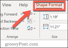 PowerPoint תפריט פורמט צורה