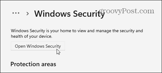 פתח את Windows Security