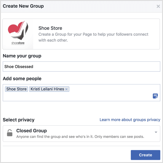 קבוצה ליצור פייסבוק עם דף