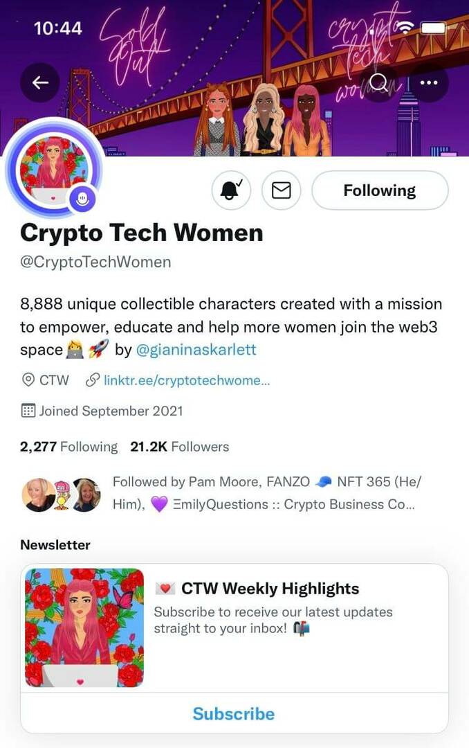 טיפים-לבניית-nft-community-before-project-launch-twitter-crypto-tech-women-example-1