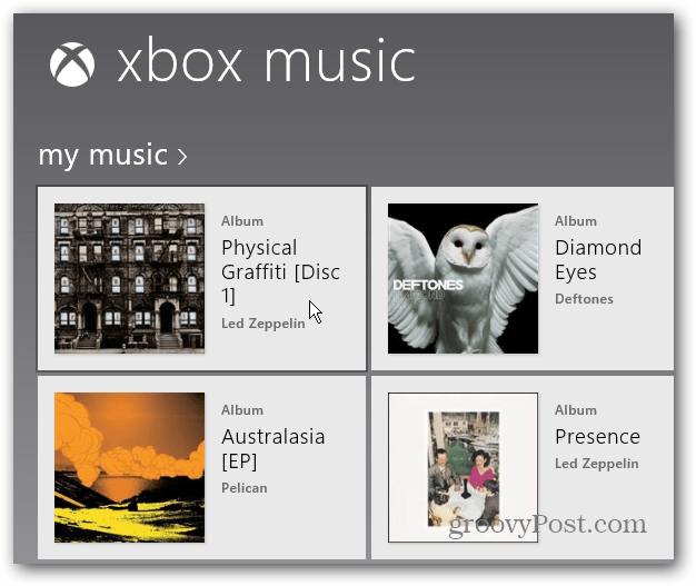 בחר אלבום Xbox Music