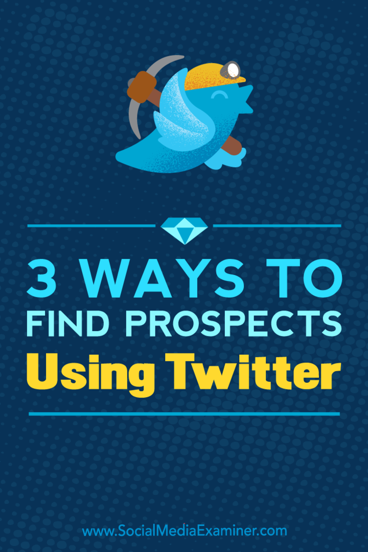 3 דרכים למצוא סיכויים באמצעות טוויטר מאת אנדרו פיקרינג בבודק המדיה החברתית.