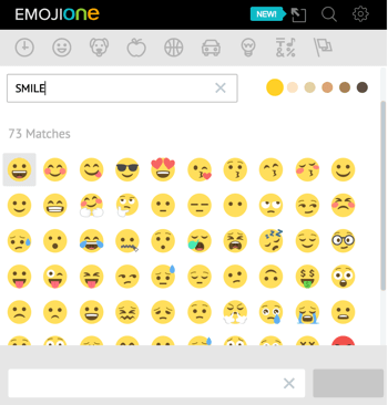 לחץ על סמל החד קרן כדי לפתוח את ספריית האימוג'י של EmojiOne.