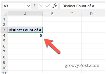 שימוש בטבלת ציר לחישוב מספר הערכים הייחודיים בערכת נתונים של Excel