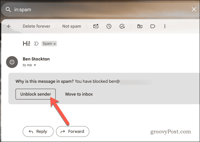 ביטול חסימה של מישהו ב-Gmail