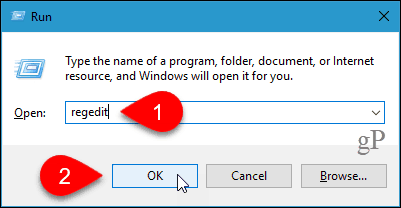פתח את עורך הרישום ב- Windows 10