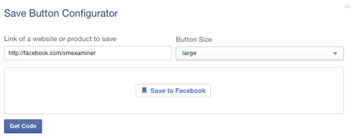 כפתור שמירת פייסבוק הוגדר לדף
