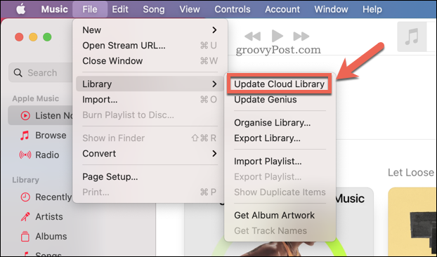 עדכון אוסף הענן של Apple Music באפליקציית Mac Music