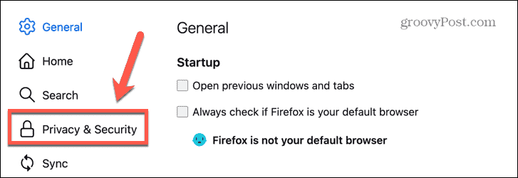 הגדרות הפרטיות של Firefox