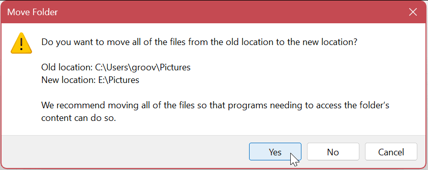 העבר תיקיות משתמש המוגדרות כברירת מחדל ב-Windows 11