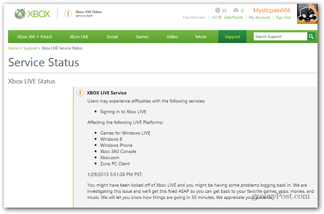 סטטוס שירות Xbox Live