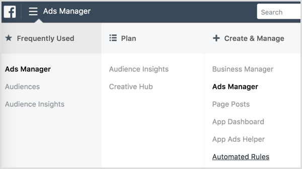 לוח המחוונים האוטומטי של Facebook Ads Manager