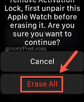 Apple Watch מחק הכל