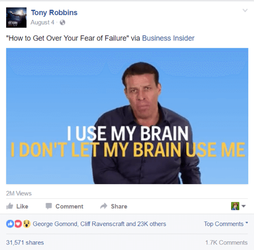 טוני רובינס פוסט בפייסבוק