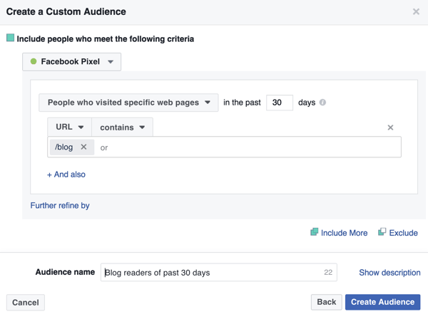 צור קהל מבקרים מותאם אישית של פייסבוק בדף הבית של הבלוג שלך.