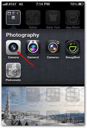 צלם iPhone iOS פנורמי תמונה - הקש על מצלמה