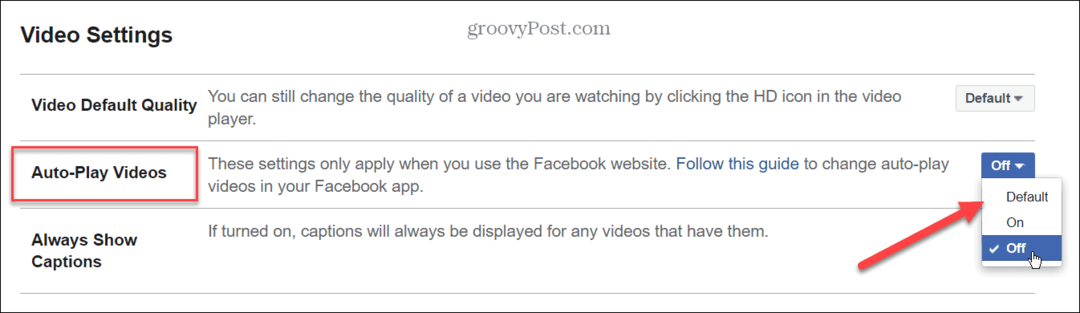כיצד לכבות את ההפעלה האוטומטית של וידאו בפייסבוק