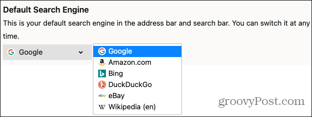 מנוע חיפוש ברירת מחדל של Firefox