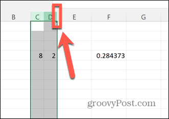 גבול ימין של Excel של כותרת העמודה
