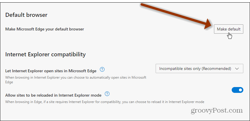 הפוך את Edge לברירת מחדל של Windows 11