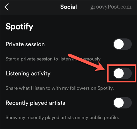 פעילות האזנה סלולרית של spotify
