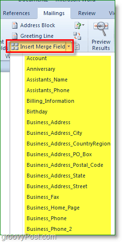 צילום מסך של Outlook 2010 - הוסף שדות מותאמים אישית נוספים, אם כי אופציונלי