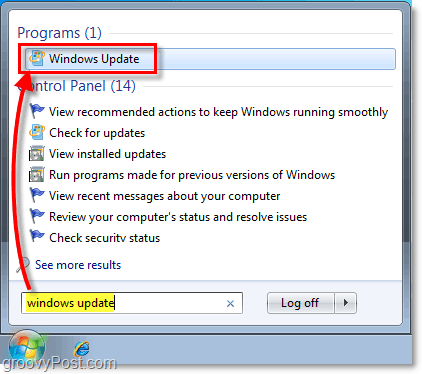 הפעל את Windows 7 Windows Update: תמונת מסך