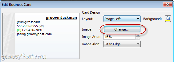 עיצוב כרטיסי ביקור ב- Outlook 2010