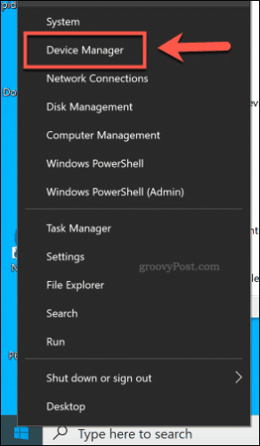 גישה למנהל ההתקנים מתפריט התחל ב- Windows 10