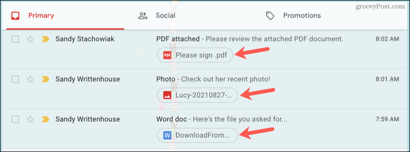 הצג קבצים מצורפים בתיבת הדואר הנכנס של Gmail