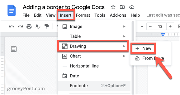 הוספת ציור חדש של Google Docs