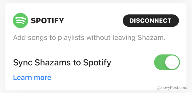סנכרן את Spotify עם Shazam