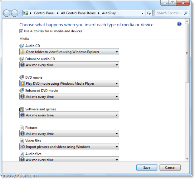 חסוך זמן על ידי התאמה אישית של פעולות הפעלה אוטומטית של Windows 7