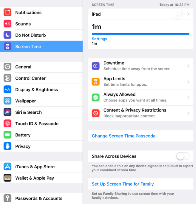 הגדרות זמן מסך iOS 12