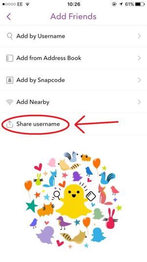 שיתוף Snapchat שם משתמש