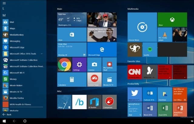 מצב טאבלט Windows 10