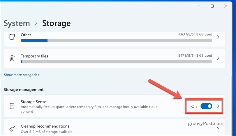 הפעלת Storage Sense ב-Windows 11