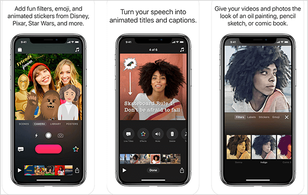 תצלומי מוצר של אפליקציות Apple Clips מציגים תכונות שהופכות דיבור לכותרות וכיתובים מונפשים ומסננים. אנדרו האברד אומר שאתה יכול להשתמש בקליפים של Apple כדי לערוך צליל וידאו בן 60 שניות, שממלא מחדש אנשים שצפו בסרטון החי שלך.