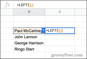 שימוש בפונקציה LEFT ב-Google Sheets